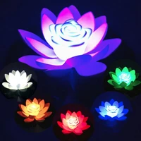 artificial lotus shaped colorful changed floating flower lamps water swimming pool wishing light 18cm7 08cm including battery