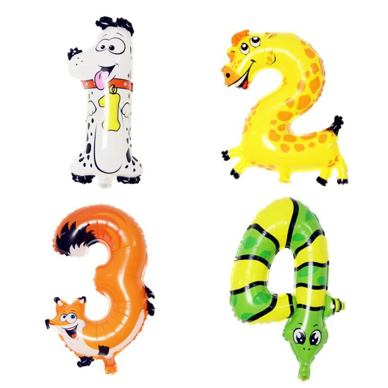 16 дюймов животные номер фольги шары цифры гелий шар День Рождения украшения Дети