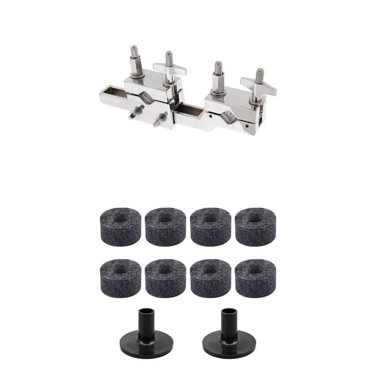 

8Pcs Drum Felt Washers+2Pcs Cymbal Sleeve + Clamp Mount Holder For Drum