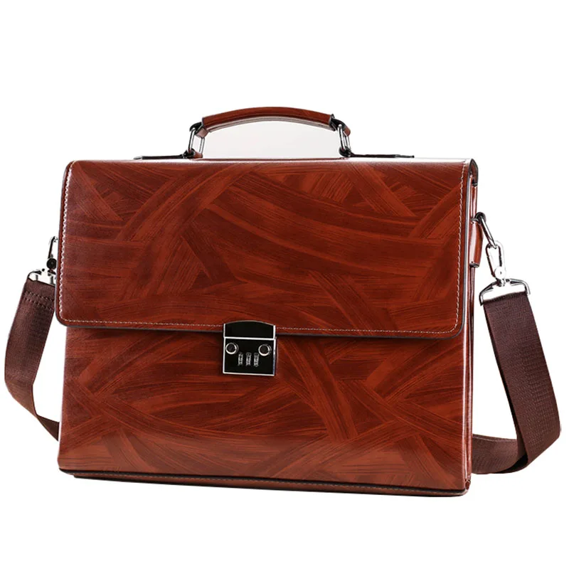 

Business Lock Design Men's Briefcase Handbag High Quality Pu Leather Male Travel Shoulder Bag Office Bags Large 15" Laptop bag