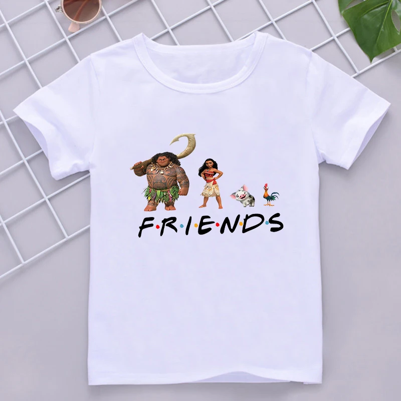 

New Summer Child Short Sleeve T-Shirt Cartoon Fashion Moana Print T Shirt For Kids Top Anime Cotton Tees Street Harajuku Clothes