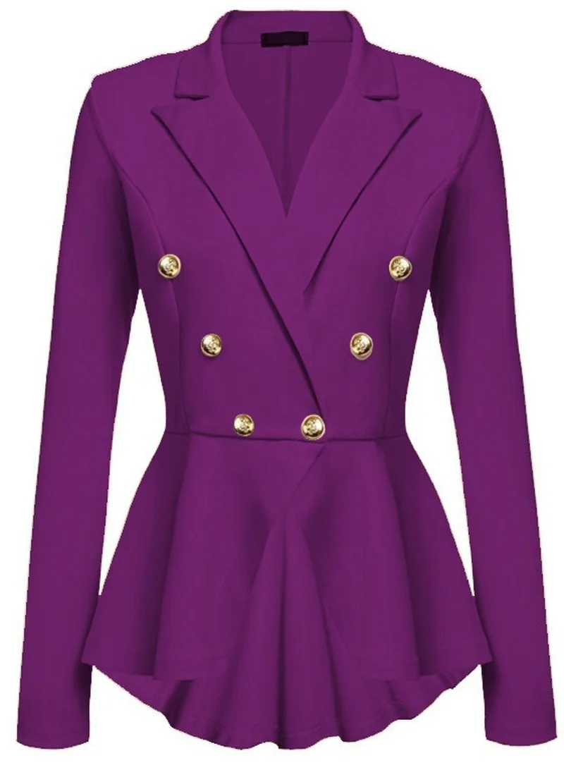 

2021 New Women's Double Row Metal Button Long Sleeve Blazer Coats Woman Office
