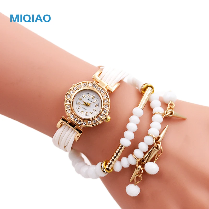 MIQIAO модные повседневные аналоговые кварцевые стразы часы браслет подарок