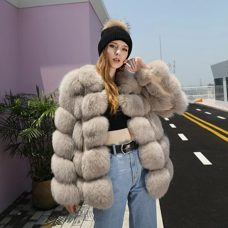 

Real Fox Fur Coat Thick Warm Natural Fox Fur Luxury Fur Jacket Coat Winter Clothes Women