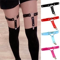 1pc stocking garters fashion women sexy harajuku style adjustable garter belt straps suspenders rivet leg ring pu garter