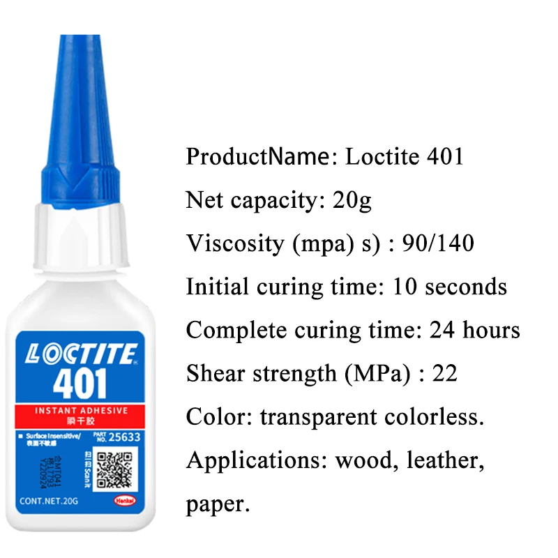 Прочный многоцелевой ремонт Loctite 401 супер клей мгновенный самоклеящийся 20 г -