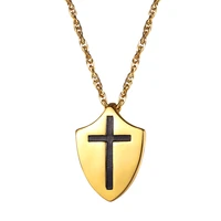 christmas gift joshua shield of faithephesiansisaiah pendant necklace stainless steel cross amulet jewelry for men women cp494