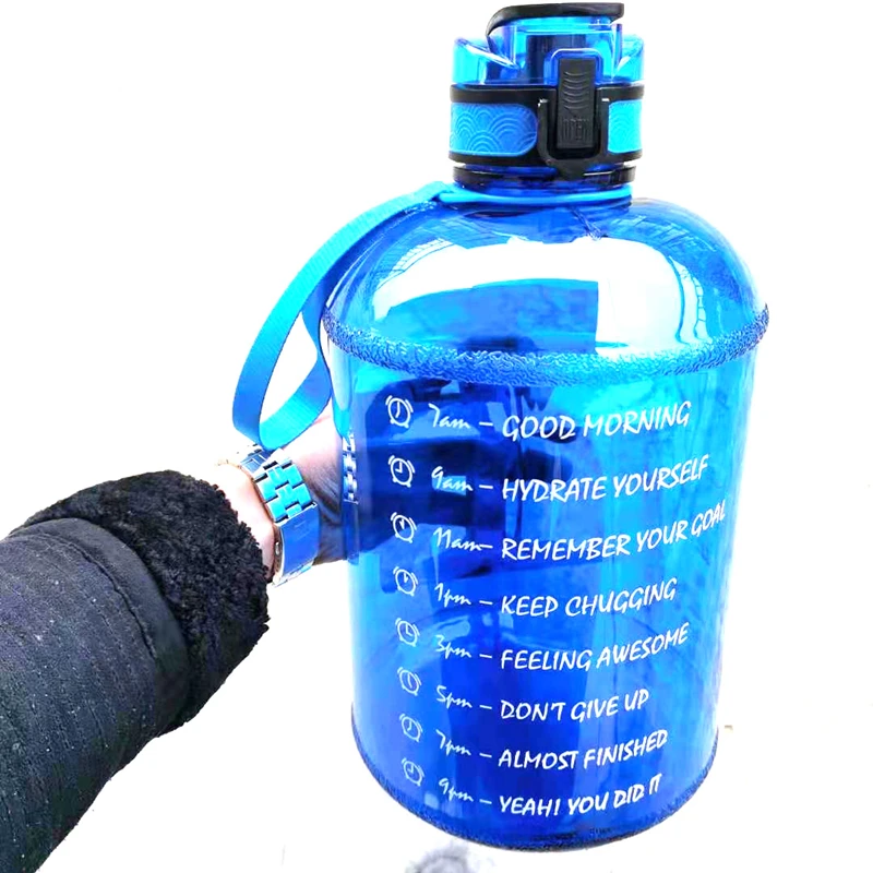 

Gallon Sports Water Bottles 3.78L Gym Large Capacity Plastic Bottle Outdoor Motivational with Time Marker Portable Fitness Jugs