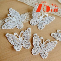 2021 hot sale lace clothing accessories exports fine white bow soluble lace embroidery 6 5cm5cm 10pcs