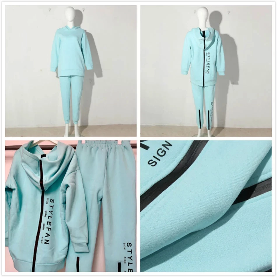

2020 Autumn New Women'S Loose Letter Sports Set Casual Zipper Long Sleeve Hooded Collar Sweater And Pants 2 Two-Piece Suit