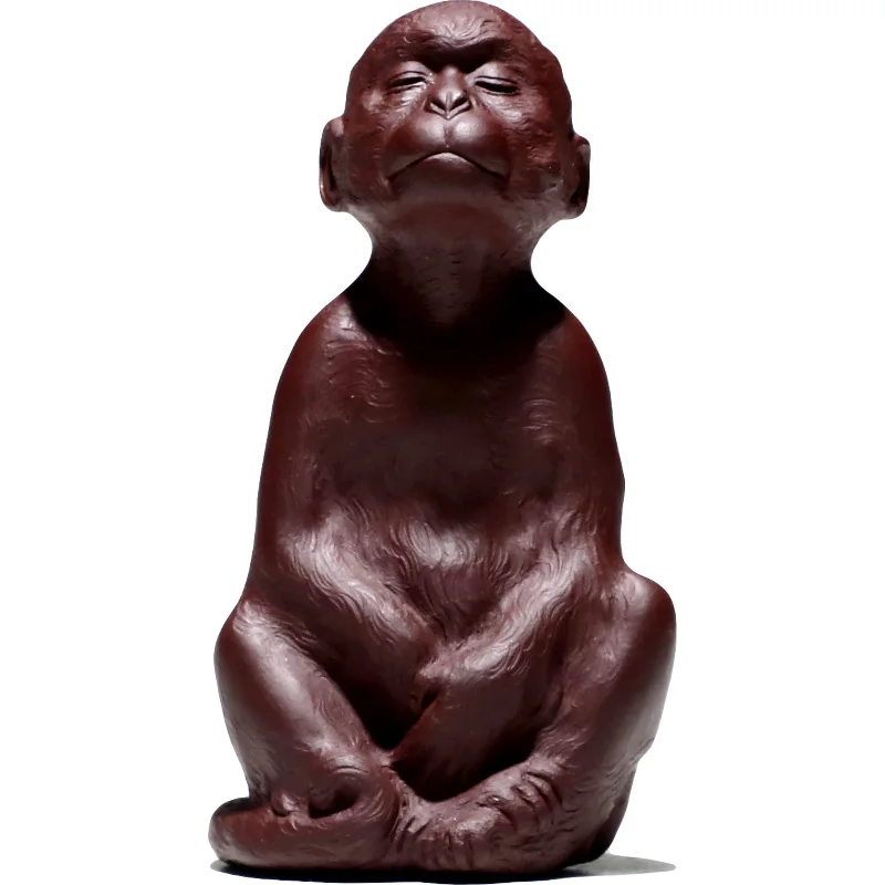 

yixing pure manual purple sand tea pet furnishing articles old purple clay meditation spirit monkey play personality