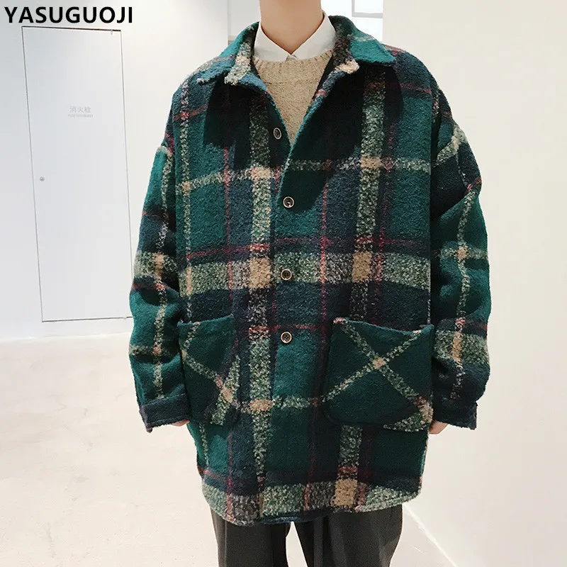 YASUGUOJI новое 2019 модное шикарное однобортное в клетку свободное длинное Мужское