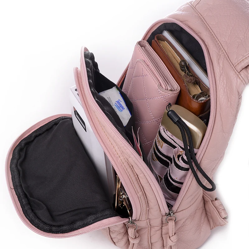 Женский рюкзак 3 в 1 из овечьей кожи с вышивкой бабочки нагрудная сумка мягкой