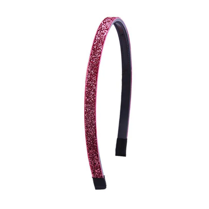 Pink headband Meimile цветные эластичные резинки для волос, однотонная цветная повязка на голову для девочек, аксессуары для волос, головные уборы с блестками желтого цвета - Цвет: Pink headband