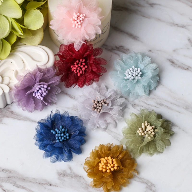 

10pcs Mini Chiffon Fabric Flowers for Girl Headband Hair Clips Diy Clothes Caps Headwear Hair Accessories