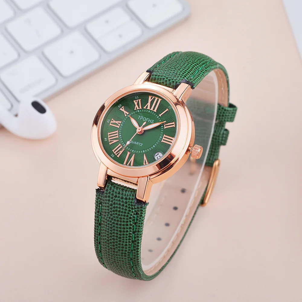 

Часы наручные женские с кожаным ремешком, повседневные модные водонепроницаемые аналоговые кварцевые, с браслетом из сплава