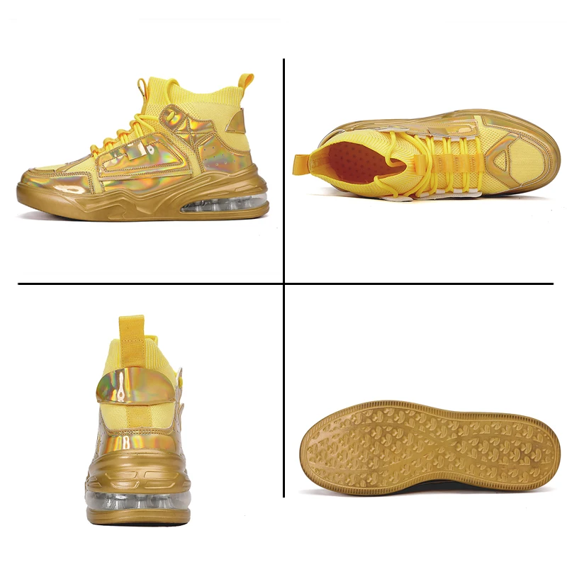 Мужские модные кроссовки ADBOOV из трикотажной ткани золотистые высокие мужские