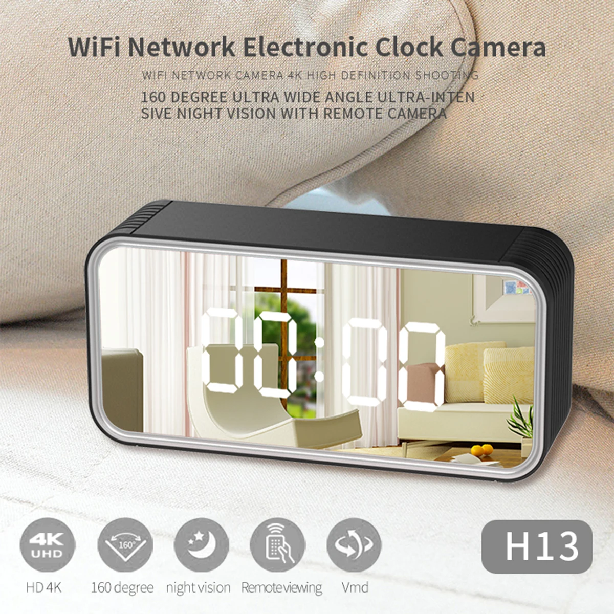 

4K HD 1080P WIFI Clock Camera Wireless Mini Secret Clock camera Recorder Home Security Night Vision Motion Detect Camcorder