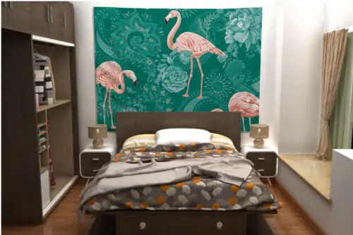 Фламинго МАНДАЛА ГОБЕЛЕН искусство настенный диван стол кровать крышка домашний