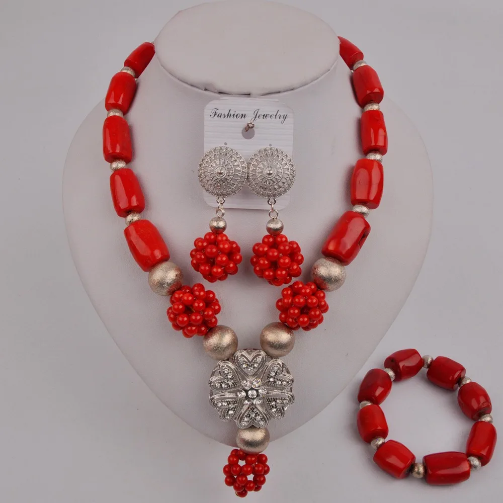 

Последние Красные нигерийские Коралловые бусы Африканские свадебные коралловые ожерелья наборы свадебных ювелирных изделий 12-K-04