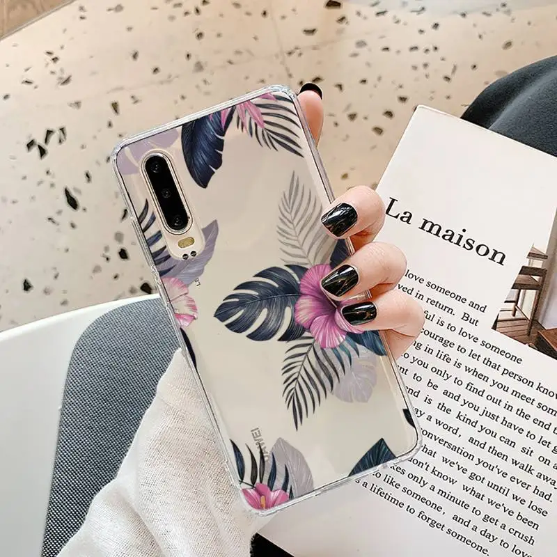 

Retro Floral pattern Phone Case Transparent for Samsung A71 S9 10 20 HUAWEI p30 40 honor 10i 8x xiaomi note 8 Pro 10t 11