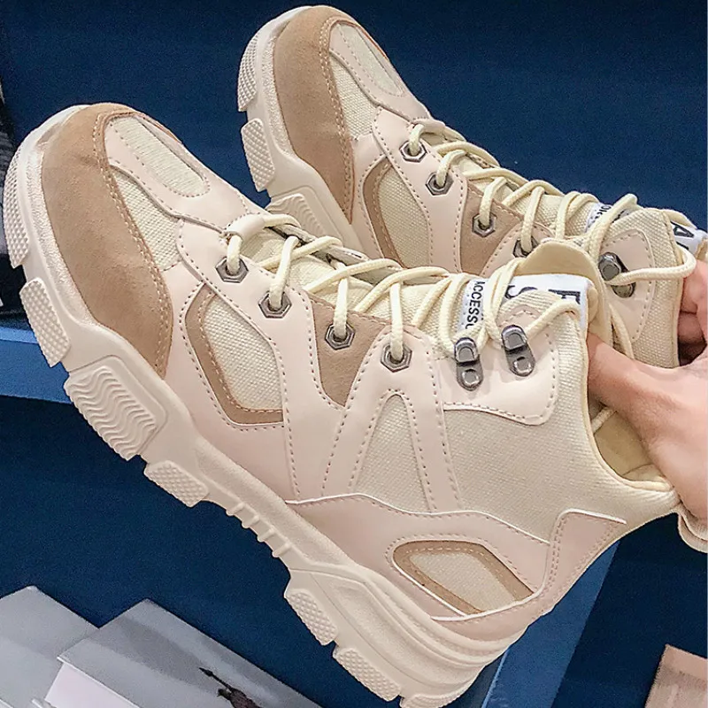 QWEDF 2019 Новые кеды на высокой платформе Мужская обувь дышащая Рабочая черного