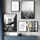 Нью-Йорк мостов Бродвейский часы Nordic Винтаж Wall Art Холст для домашнего украшения тела доступа картина Плакаты принты