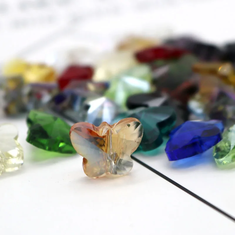 

Crystal Glass 100pcs/lot 21Colors Beads 10*14mm Butterfly Crystal Accessories Fit Bracelet DIY Jewelry Making Wholesale