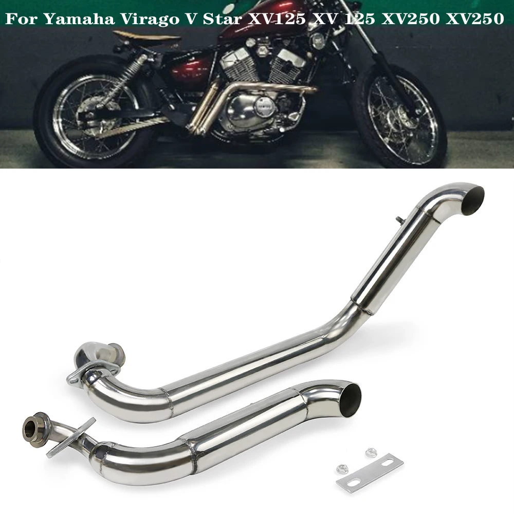 For Yamaha Virago V Star XV125 XV 125 XV250 XV250 Motorcycle Muffler Full Exhaust System Drag Pipes + Silencers Chrome