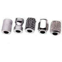 2pcslot stainless steel 6mm large hole spacer hair beard beads paracord knife lanyard jewelry accessories leather bracelet diy