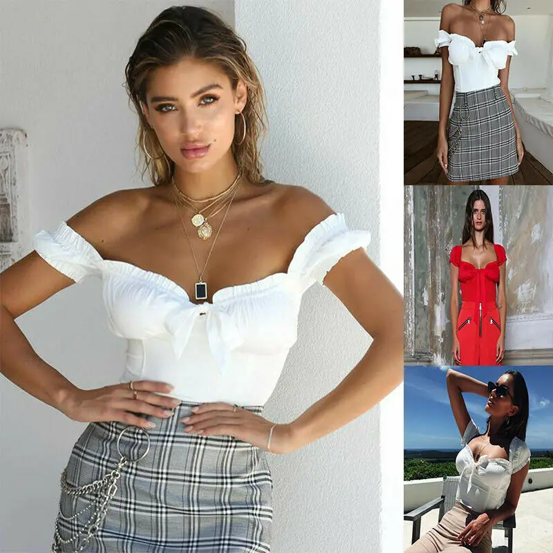 Женский топ с открытыми плечами Bralet пикантная Повседневная Блузка укороченный