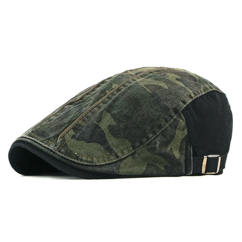 

New Spring Summer Beret Hats Men Women Washed Cotton Forward Cap Camouflage Beret Cap Casual Flat Peaked Caps Visor Wholesale
