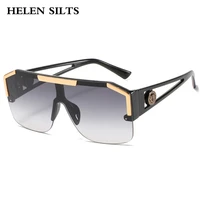 fashion shield sunglasses men women new gray color lens alloy frame semi rimless sun glasses female rectangle eyeglasses uv400