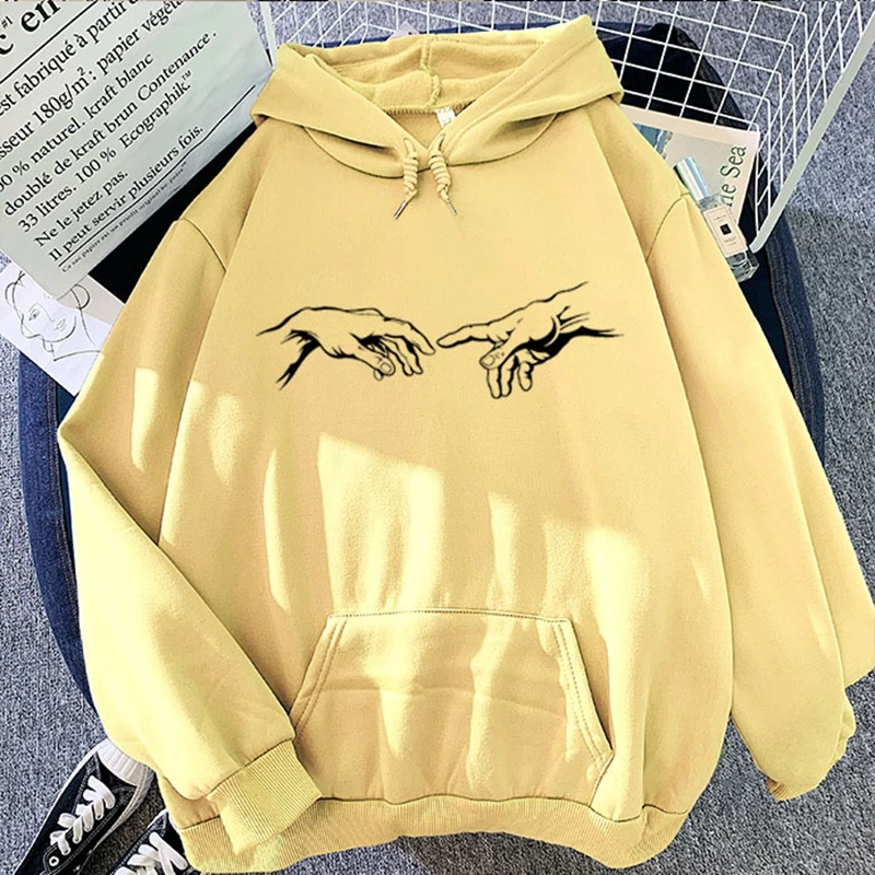 

Autumn/winter new candy color sweatshirt, sketch of Adam's hand, printed pattern, versatile personality hoodie