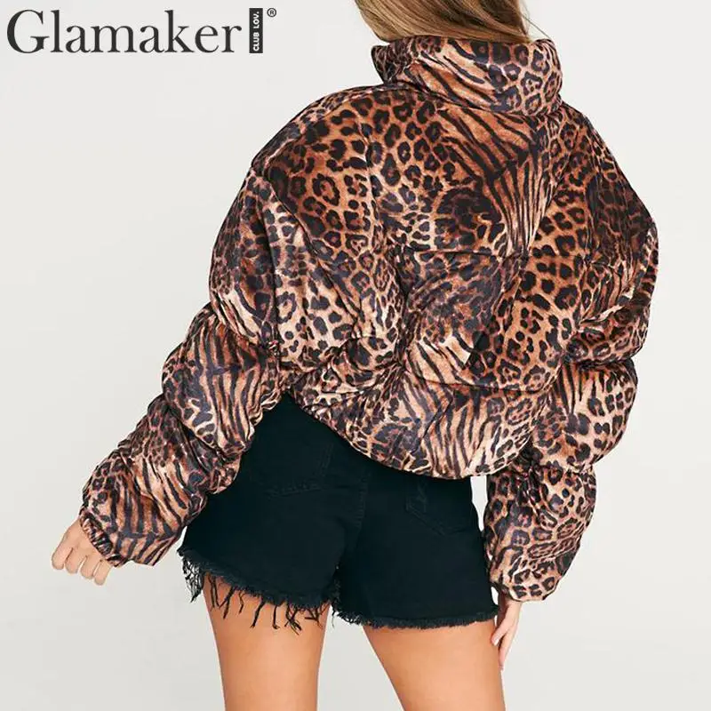 Женская Базовая куртка с леопардовым принтом Glamaker зимнее сексуальное пальто manteau