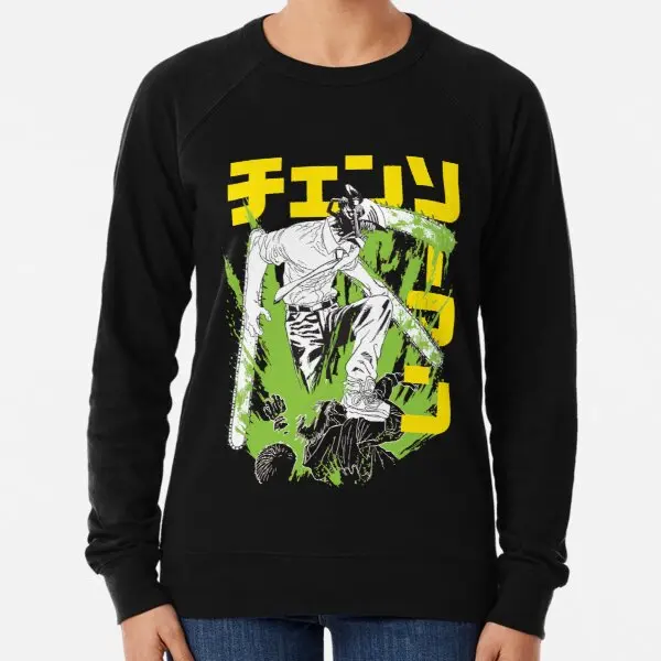

Chainsaw Man Print Black Lightweight Sweatshirt Long Sleeved Hoodies Autumn O Neck Women Men Ladies Pullovers Fashion Suit