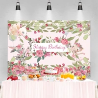 laeacco birthday photo backgrounds flowers leaves rabbits balloons baby shower newborn photography backdrops photocall photozone