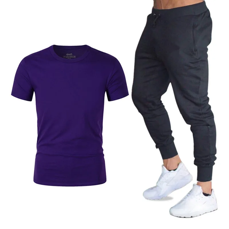 

2021 summer fashion casual men's suit sportswear men's sportswear short-sleeved T-shirt 2-piece set