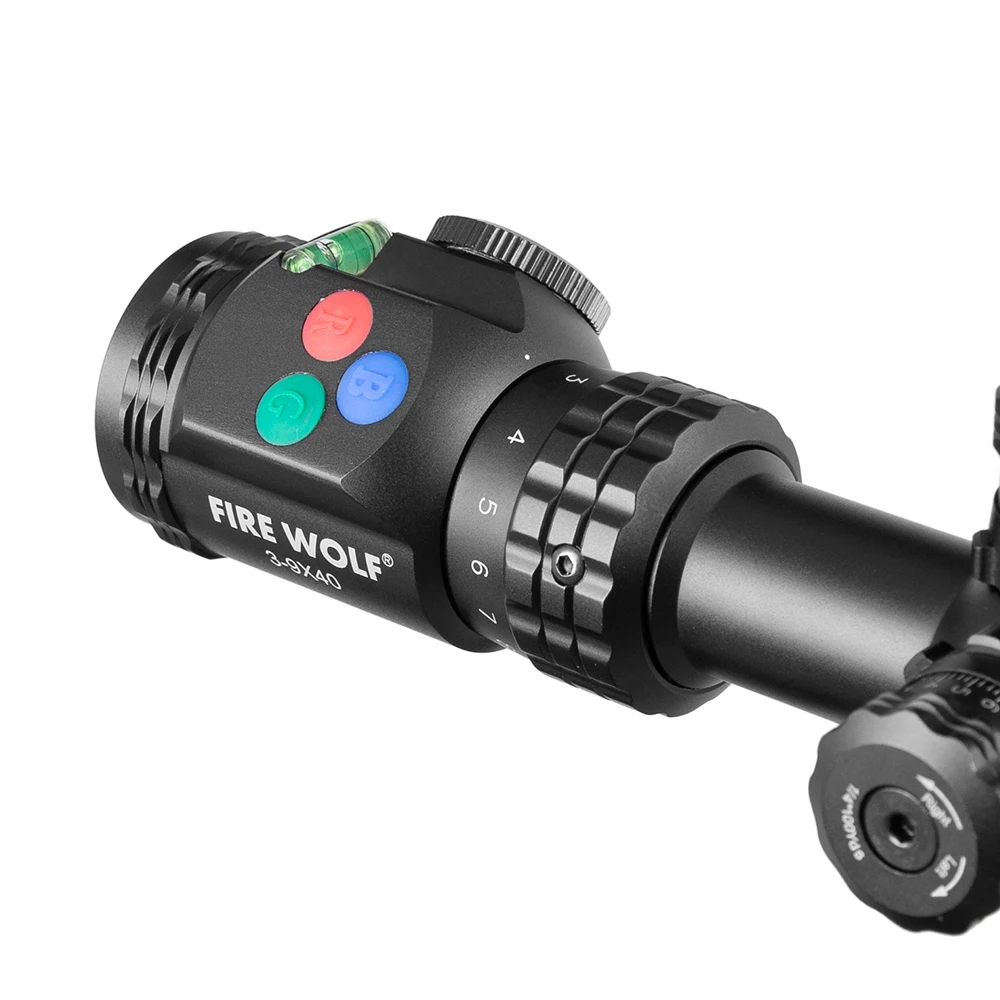 Тактический прицел FIREWOLF 3 9X40 оптический с RGB кнопками и перекрестной точкой
