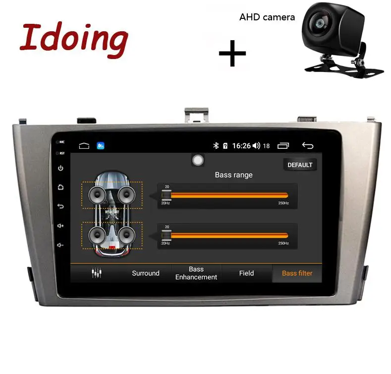 Черный Idoing " 4G+ 64G 2.5D ips Octa Core 1Din Автомобильный Android 8,1 Радио мультимедийный плеер для Toyota Avensis 2009-2013DSP gps навигация - Цвет: Черный