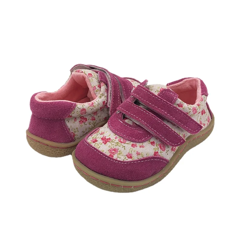 Kids 2022 Toddler Baby Genuine Leather + Fabric Shoe Girls Flower Sneaker Kid Child Causal Trainer Sequin Flat Barefoot | Детская одежда