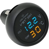 12V 24V Digital Meter Monitor LED USB Car Charger Voltmeter Thermometer Car Battery Monitor LCD Digital Dual Display