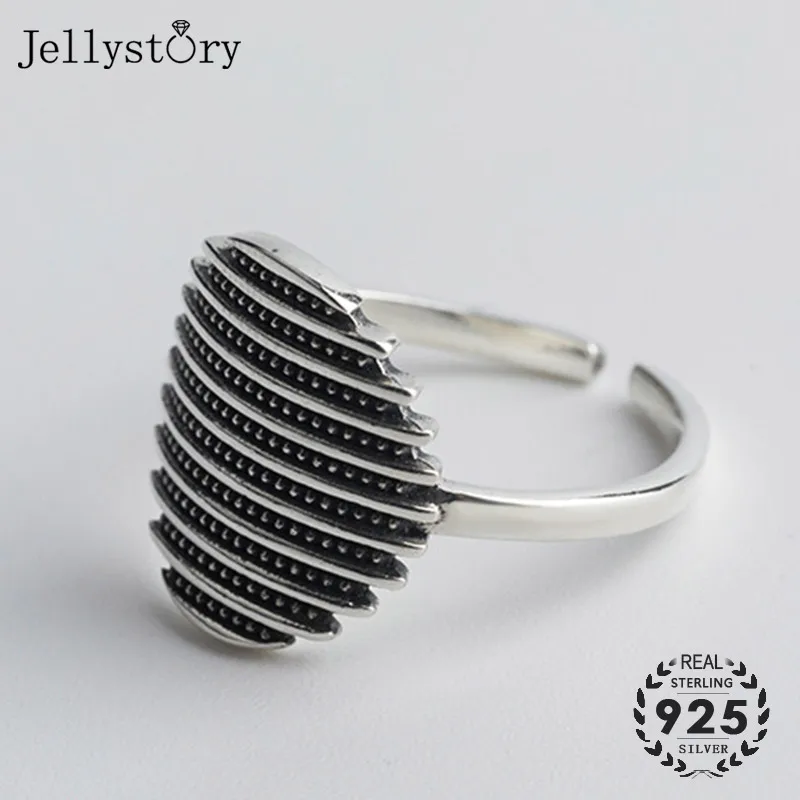 Jellystory Винтаж серебро 925 Кольцо для женщин с геометрическим рисунком Форма
