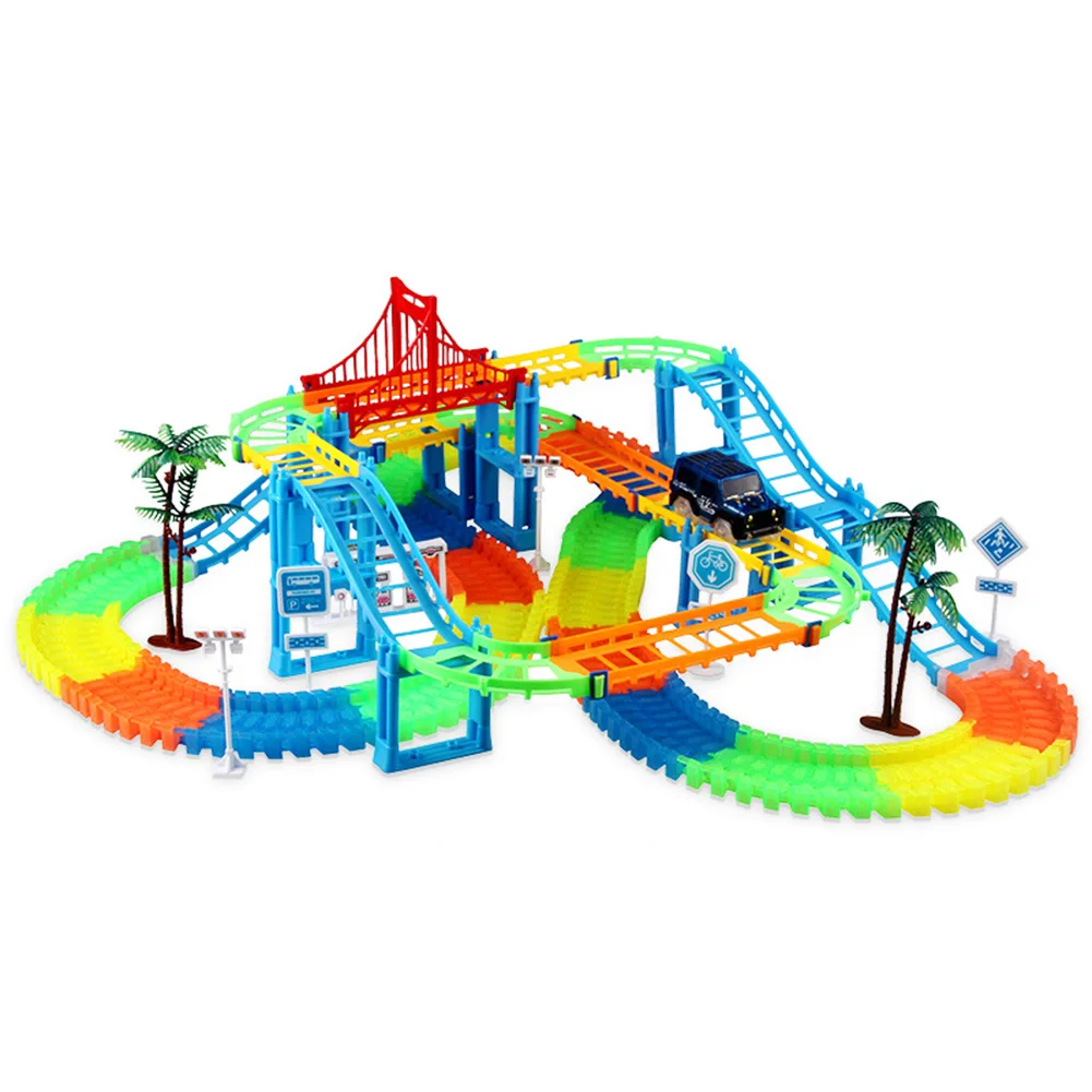 Волшебная железнодорожного пути Сделай Сам Игра пазл игрушки для детей Пластик