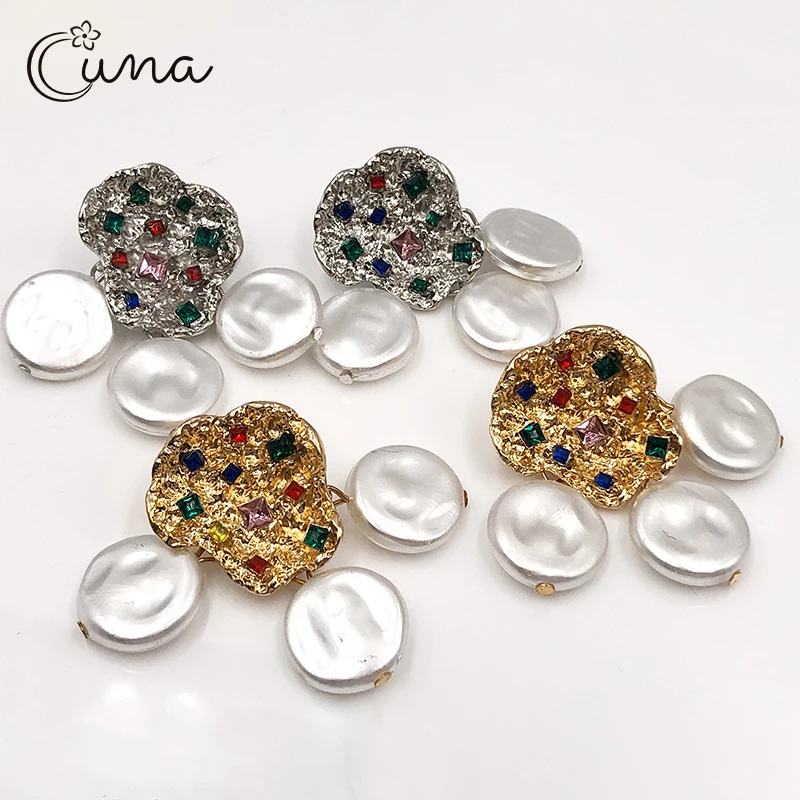 Женские Висячие серьги большие геометрические с жемчугом современные ювелирные