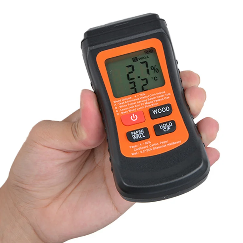 Двухконтактный цифровой измеритель влажности древесины бумаги настенный