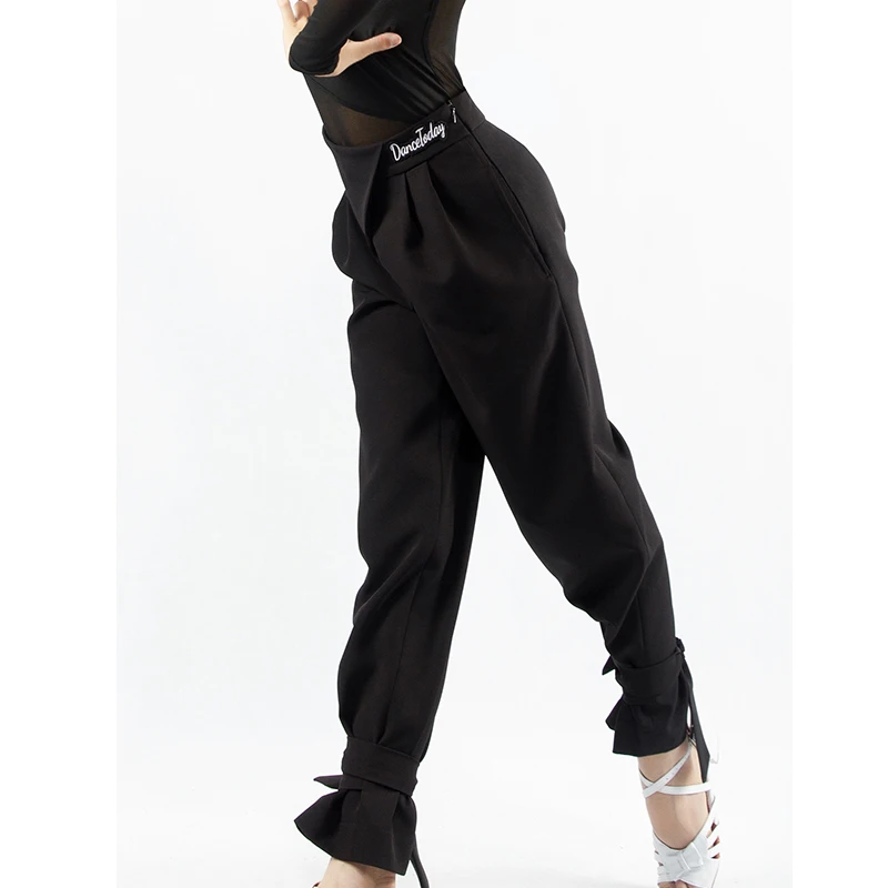 Брюки для латиноамериканских танцев черные штаны современных Chacha Samba Tango брюки