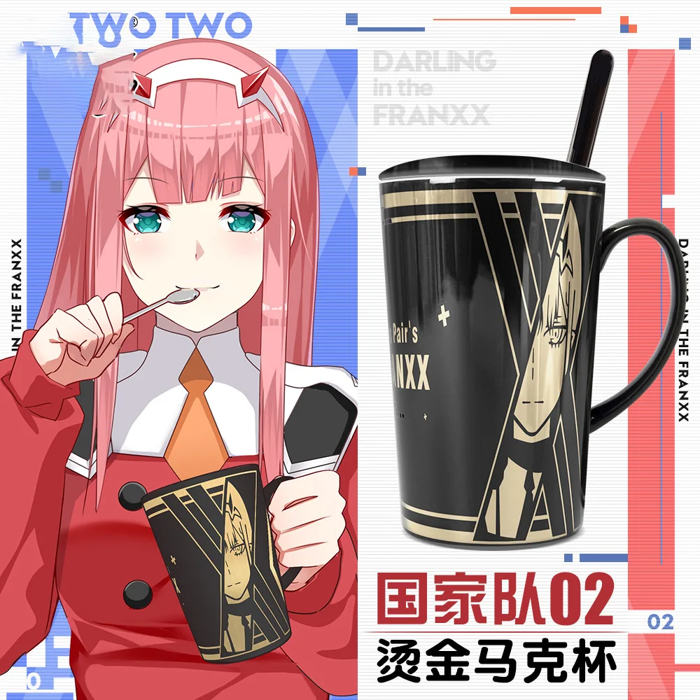 

Керамическая кофейная кружка ZERO TWO с изображением аниме DARLING in the FRANXX, чашка с золотым тиснением для мужчин, женщин, мужчин, студентов, подарок на день рождения и Рождество