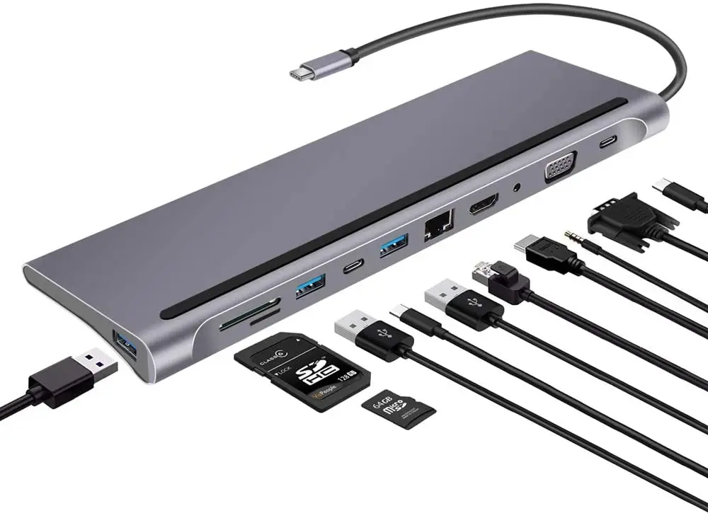 

Док-станция 11 в 1, USB Type-C, HDMI/VGA/RJ45/PD/Thunderbolt 3