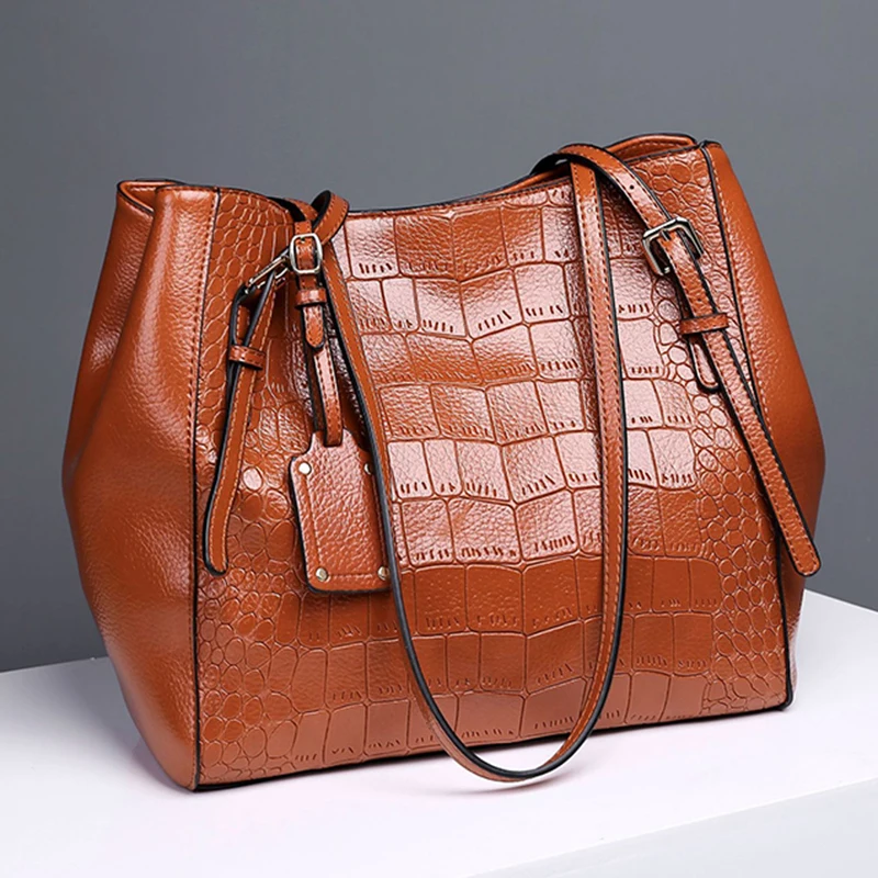 Женская кожаная сумка с крокодиловым узором ретро винтажная через плечо